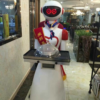 餐廳機(jī)器人服務(wù)員送餐機(jī)器人迎賓點(diǎn)餐飯店傳菜端菜語音對話聊天